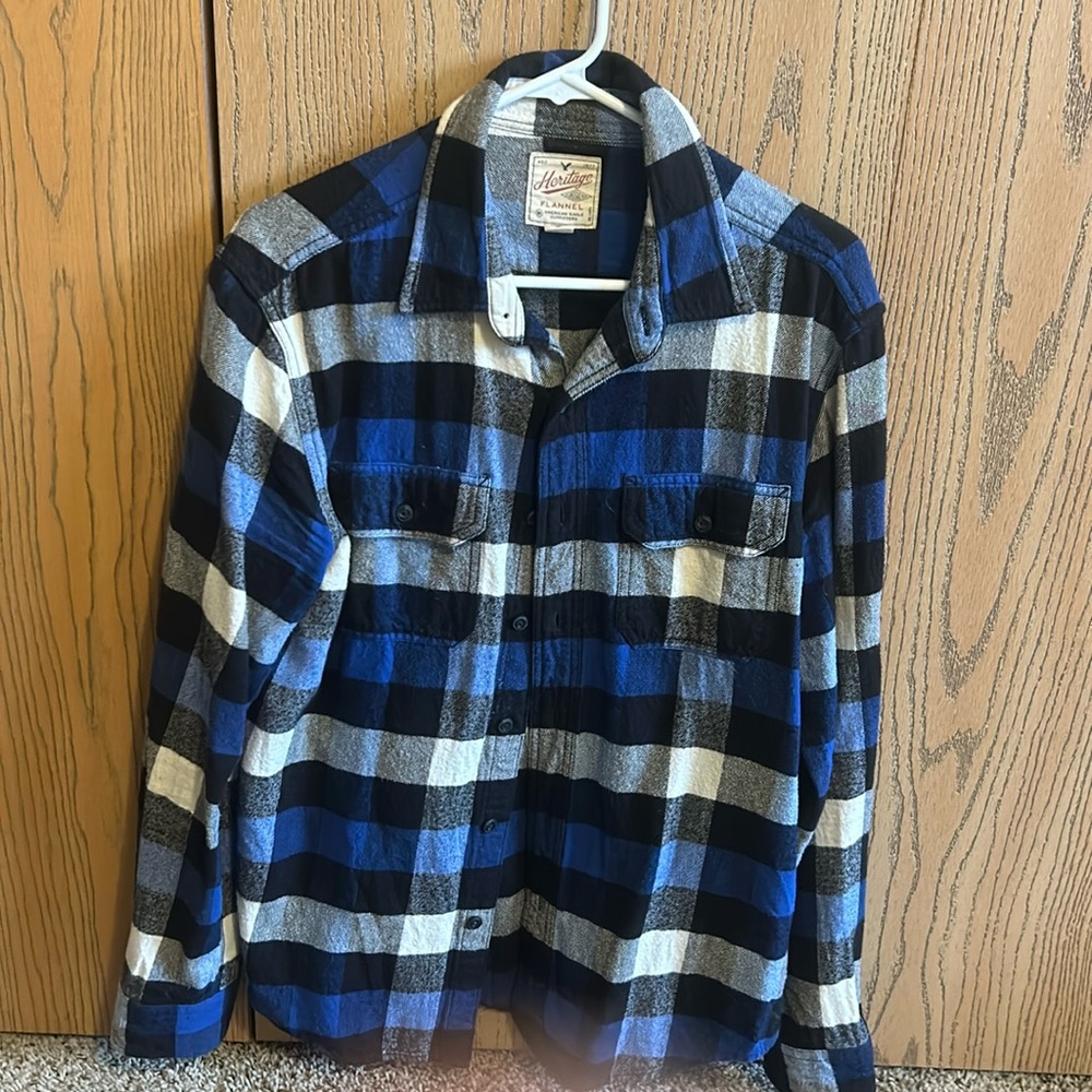 Medium flannel long sleeve polo